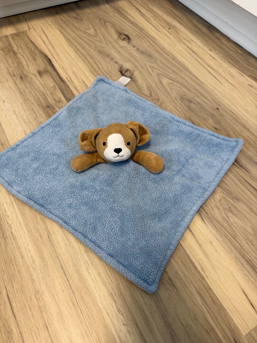 Carters Blue Puppy Dog Lovey Security Blanket Brown Baby Nursery Plush Toy 13"
